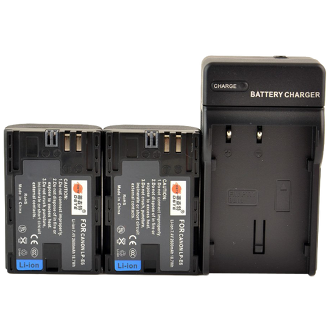 DSTE 2pcs LP-E6 Li-ion Battery + DC88 Charger for Canon